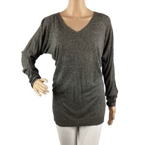 Vince Gray Dolman Sleeve Linen Blend V-Neck Tunic Sweater Size S